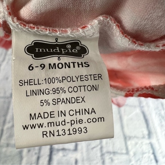 Mud Pie peachy pink frilly one piece 6-9 months - Picture 5 of 6